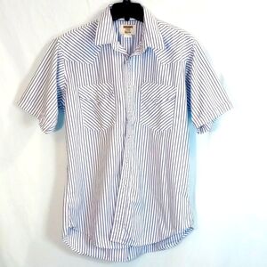 Vintage Ruddock Eyre Striped Men's Pearl Snap Short Sleeve Shirt Size 16 Western